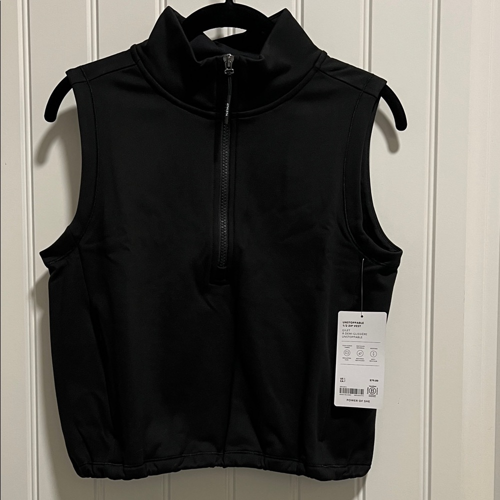 NWT Athleta Black Unstoppable Sleeveless 1/2 Zip